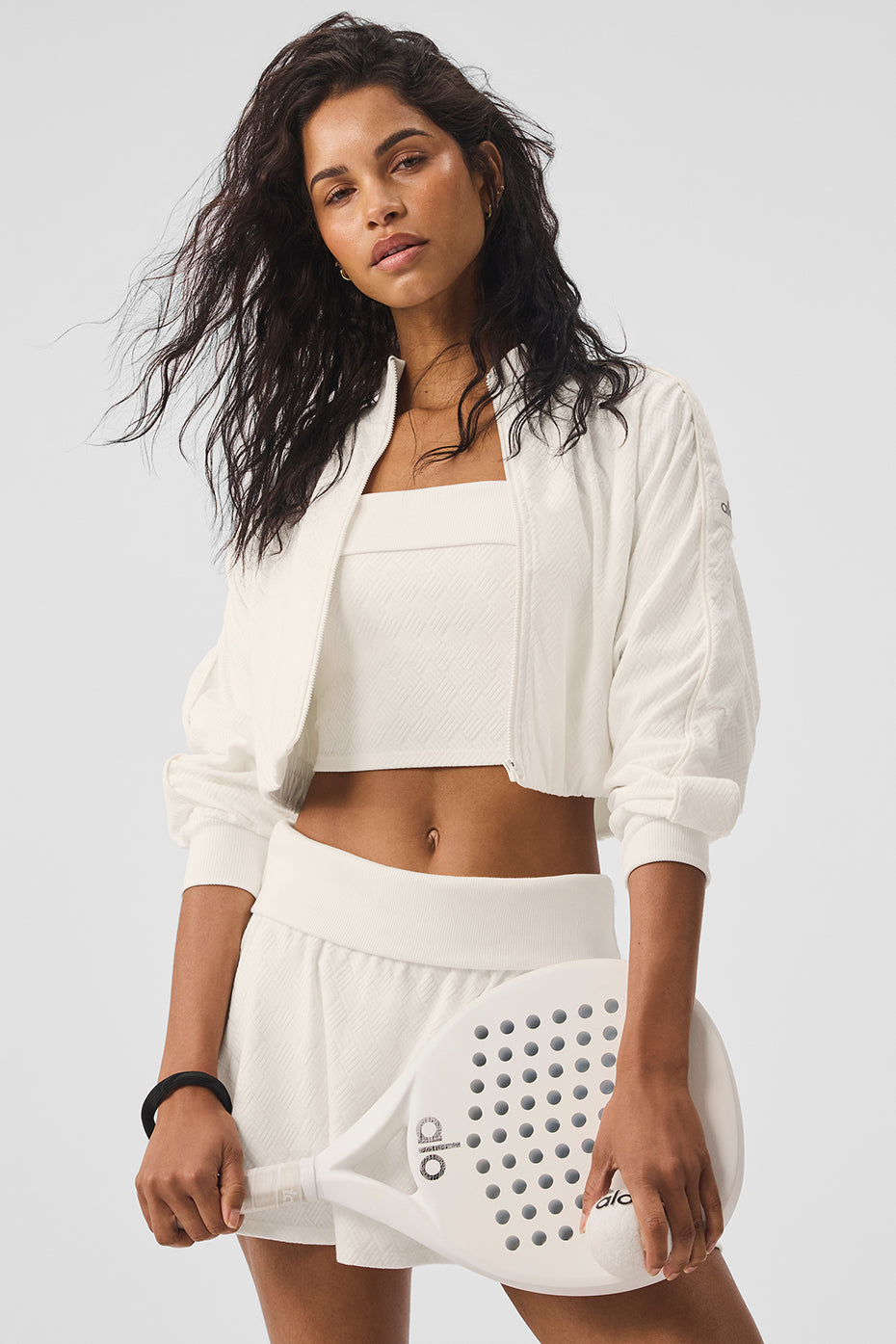 Cropped Doubles Only Full Zip Zip Jacket — Ivory