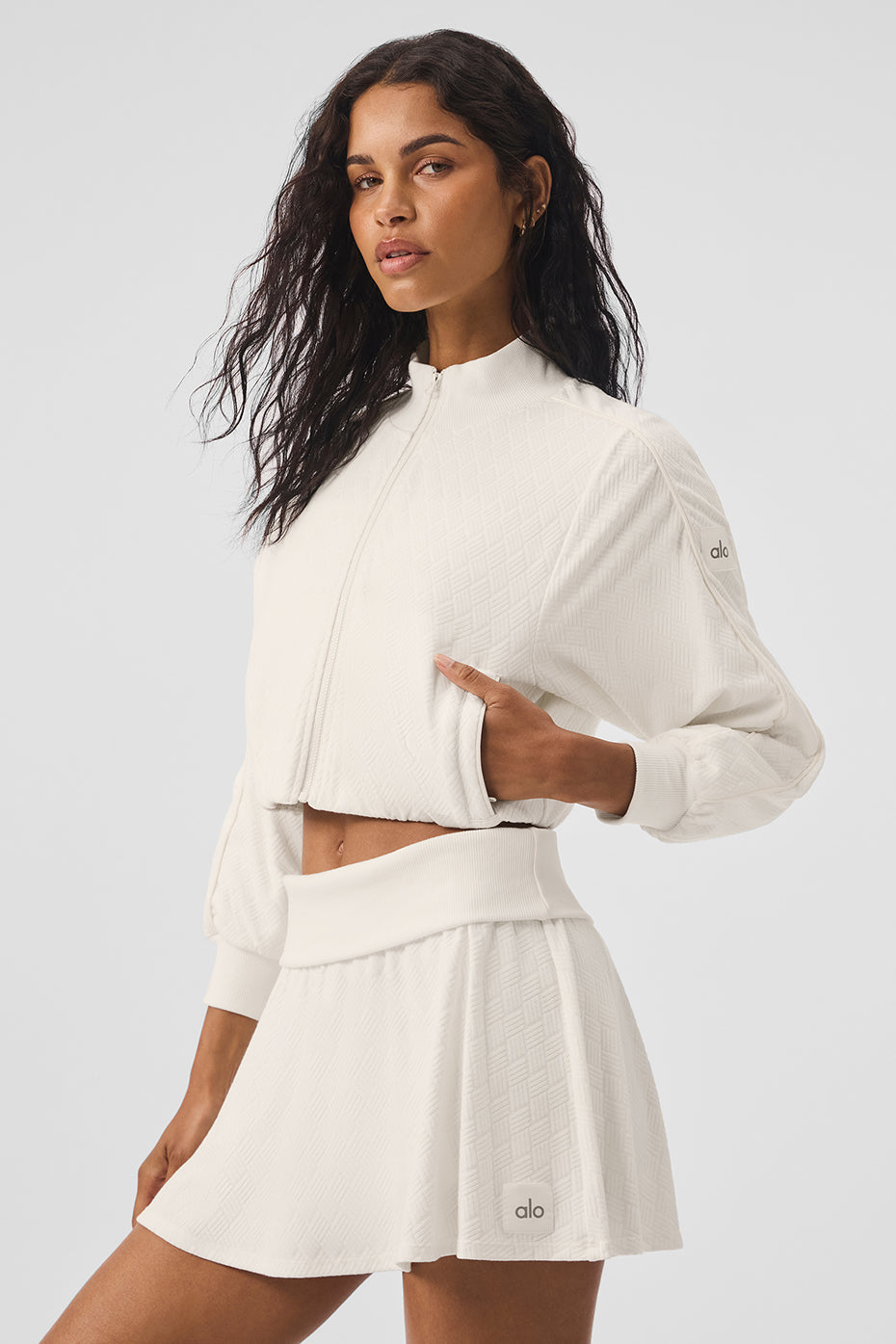 Cropped Doubles Only Full Zip Zip Jacket — Ivory