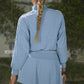 Cropped Doubles Only Full Zip Zip Jacket — Seashell Blue