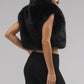 Opulent Faux Fur Cropped Vest — Black