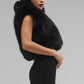 Opulent Faux Fur Cropped Vest — Black