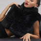 Opulent Faux Fur Cropped Vest — Black