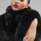 Opulent Faux Fur Cropped Vest — Black