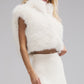 Opulent Faux Fur Cropped Vest — Ivory
