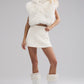 Opulent Faux Fur Cropped Vest — Ivory