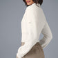 Scholar Knit Cropped Full Zip Zip Jacket — Ivory