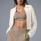Scholar Knit Cropped Full Zip Zip Jacket — Ivory