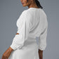 Cropped Micro Plisse Zip Jacket — White