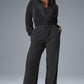 Cropped Micro Plisse Zip Jacket — Black