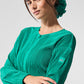 Cropped Micro Plisse Zip Jacket — Spruce Green