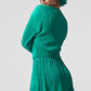 Cropped Micro Plisse Zip Jacket — Spruce Green