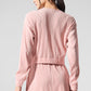 Cropped Micro Plisse Zip Jacket — Pink Quartz