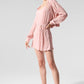 Cropped Micro Plisse Zip Jacket — Pink Quartz