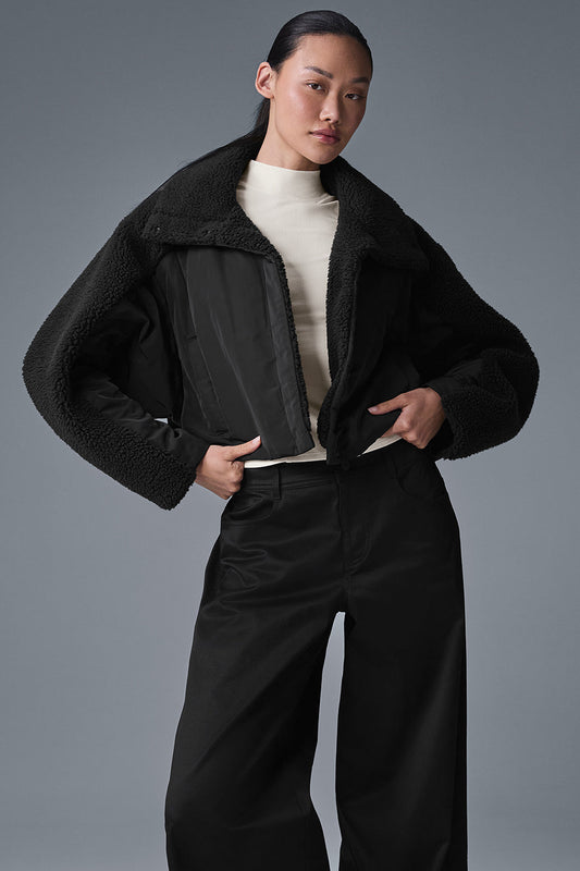 Sherpa Cozy Escape Puffer — Black/Black