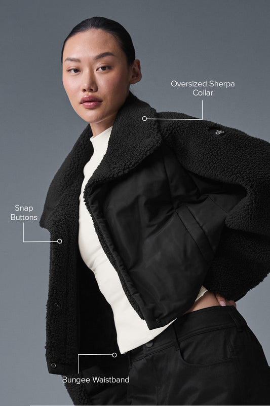 Sherpa Cozy Escape Puffer — Black/Black