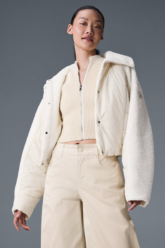 Sherpa Cozy Escape Puffer — Ivory/Ivory