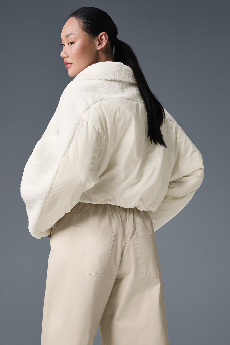 Sherpa Cozy Escape Puffer — Ivory/Ivory