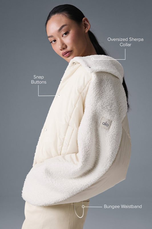 Sherpa Cozy Escape Puffer — Ivory/Ivory