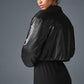 Faux Leather Cropped Premier Bomber — Black