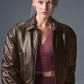 Faux Leather Cropped Premier Bomber — Espresso