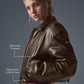 Faux Leather Cropped Premier Bomber — Espresso