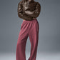 Faux Leather Cropped Premier Bomber — Espresso
