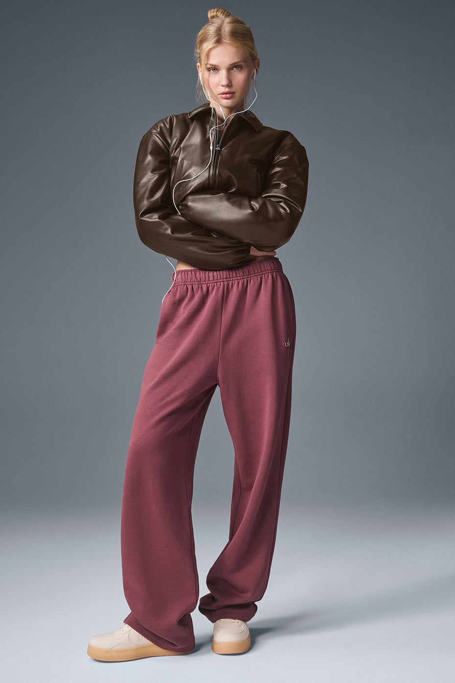 Faux Leather Cropped Premier Bomber — Espresso