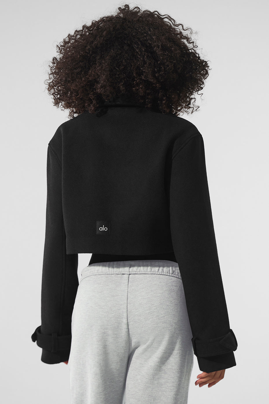 Wool Cropped Metro Trench — Black