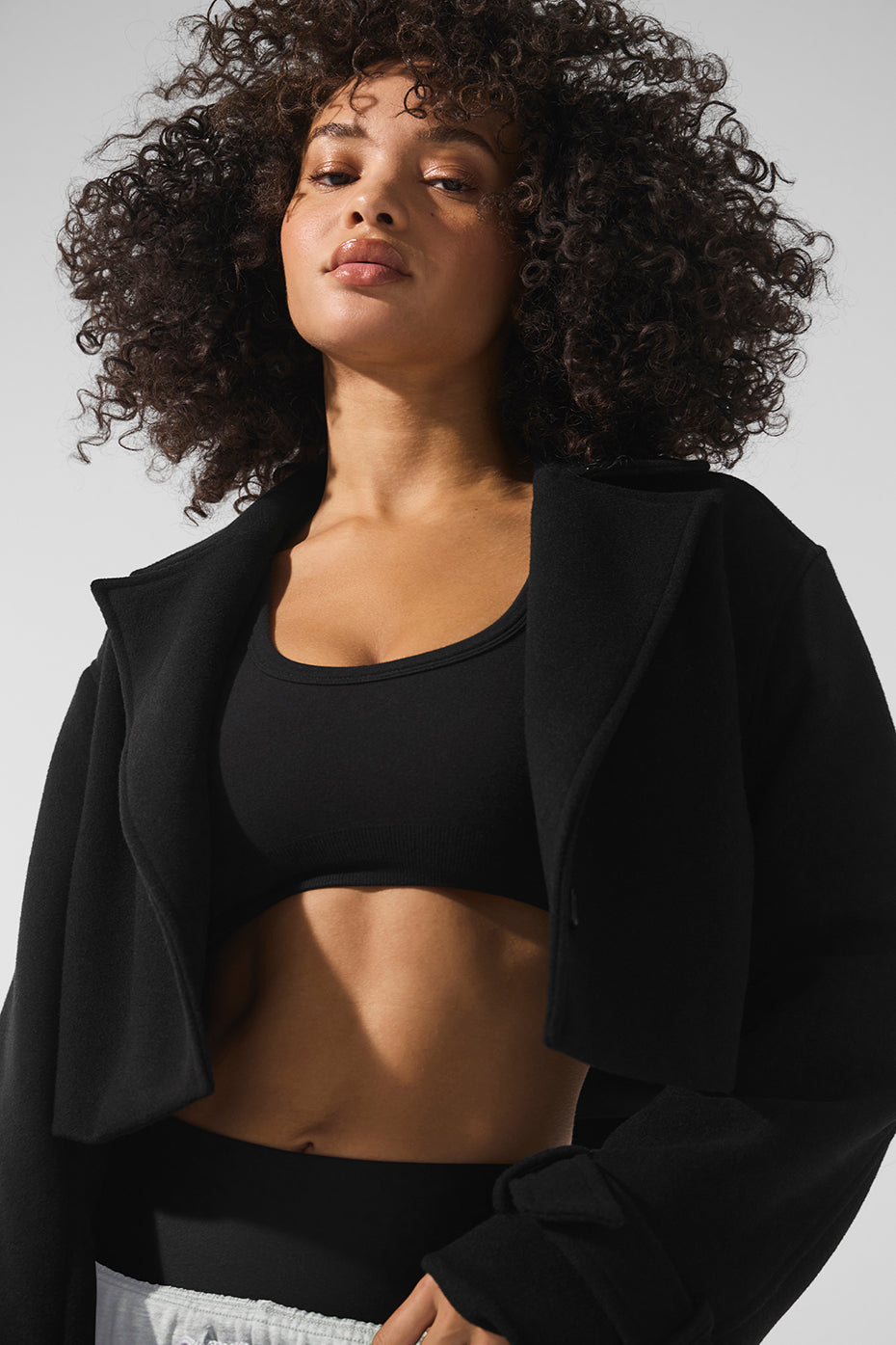 Wool Cropped Metro Trench — Black