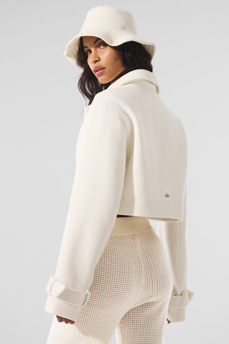 Wool Cropped Metro Trench — Ivory