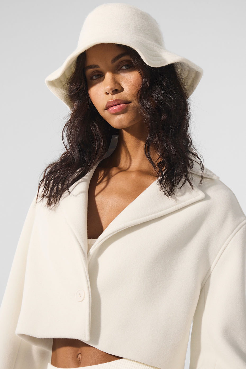 Wool Cropped Metro Trench — Ivory