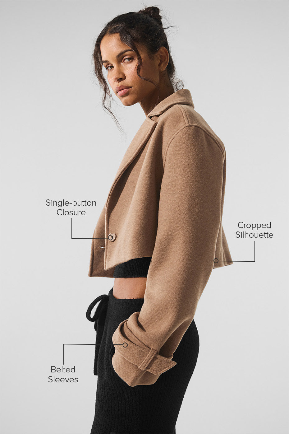Wool Cropped Metro Trench — Toasted Almond