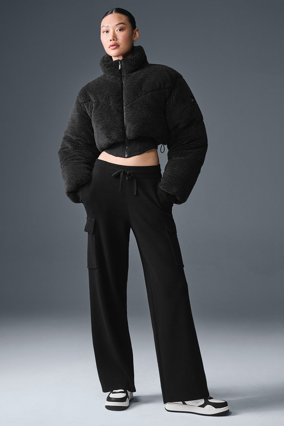 Sherpa Main Act Corset Puffer — Black