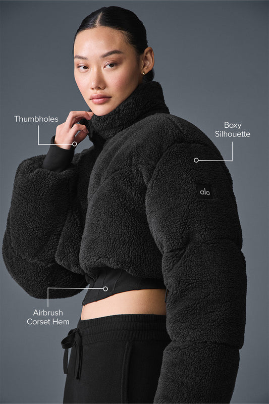 Sherpa Main Act Corset Puffer — Black
