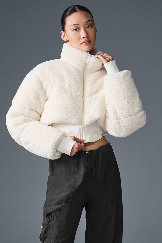Sherpa Main Act Corset Puffer — Ivory