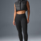Cropped Gold Rush Puffer Vest — Black