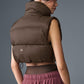 Cropped Gold Rush Puffer Vest — Espresso
