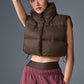 Cropped Gold Rush Puffer Vest — Espresso