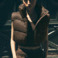 Cropped Gold Rush Puffer Vest — Espresso