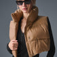 Cropped Gold Rush Puffer Vest — Toasted Almond