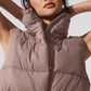 Extreme Cropped Gold Rush Puffer Vest — Mushroom