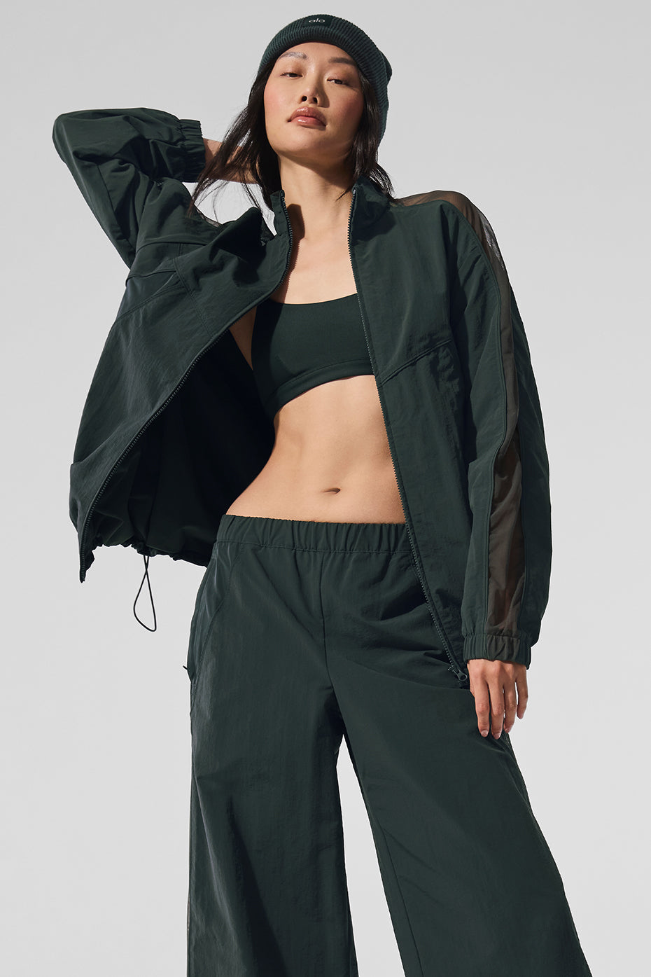 Origin Full — Zip Track Zip Jacket — Charcoal Green