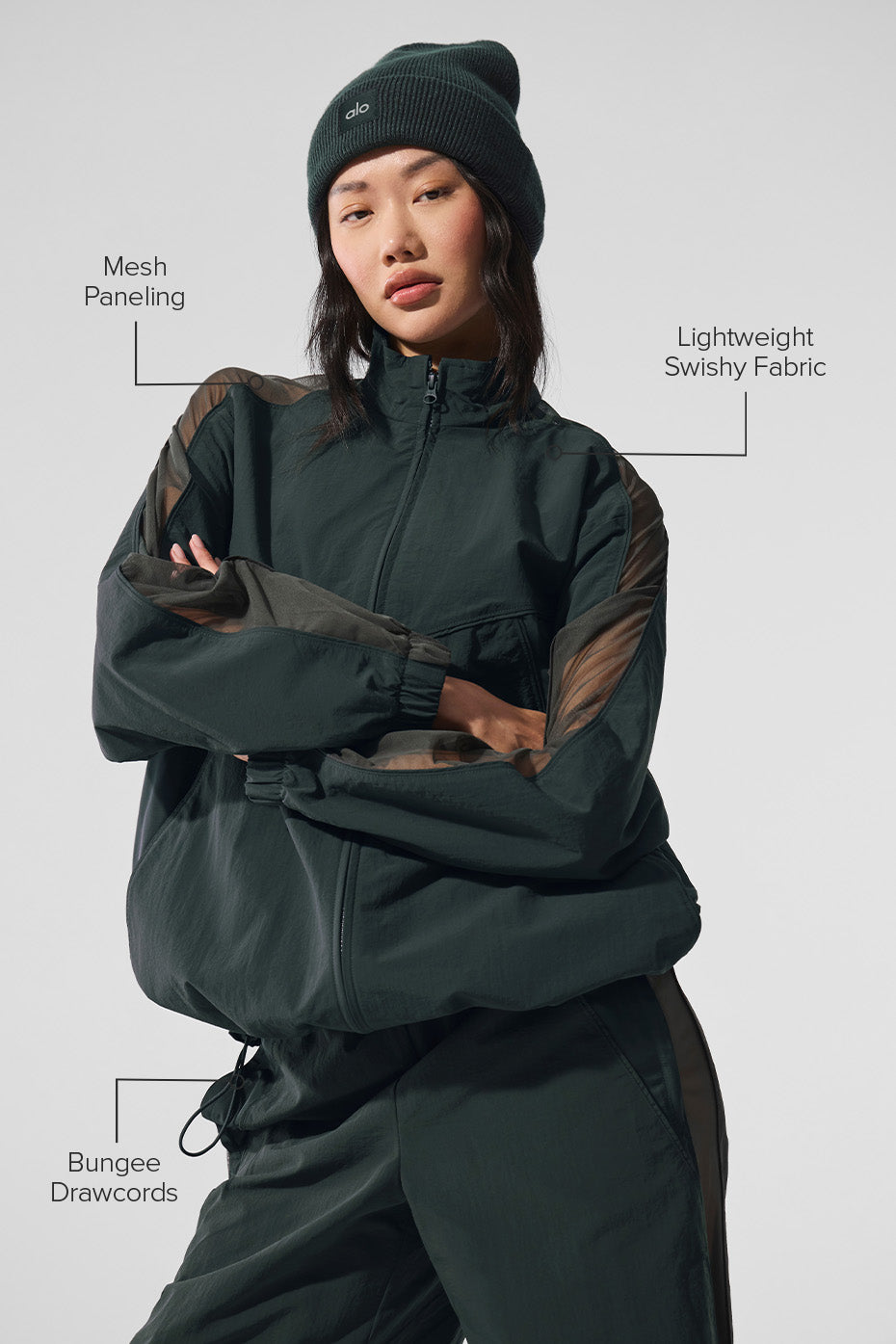 Origin Full — Zip Track Zip Jacket — Charcoal Green