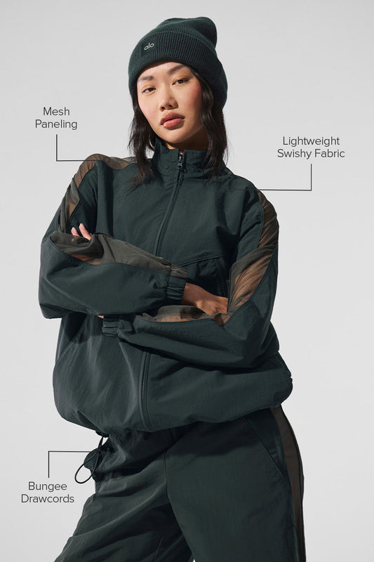 Origin Full — Zip Track Zip Jacket — Charcoal Green