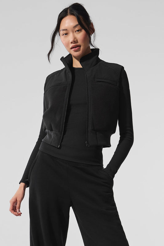 Polar Fleece Wintry Mix Vest — Black