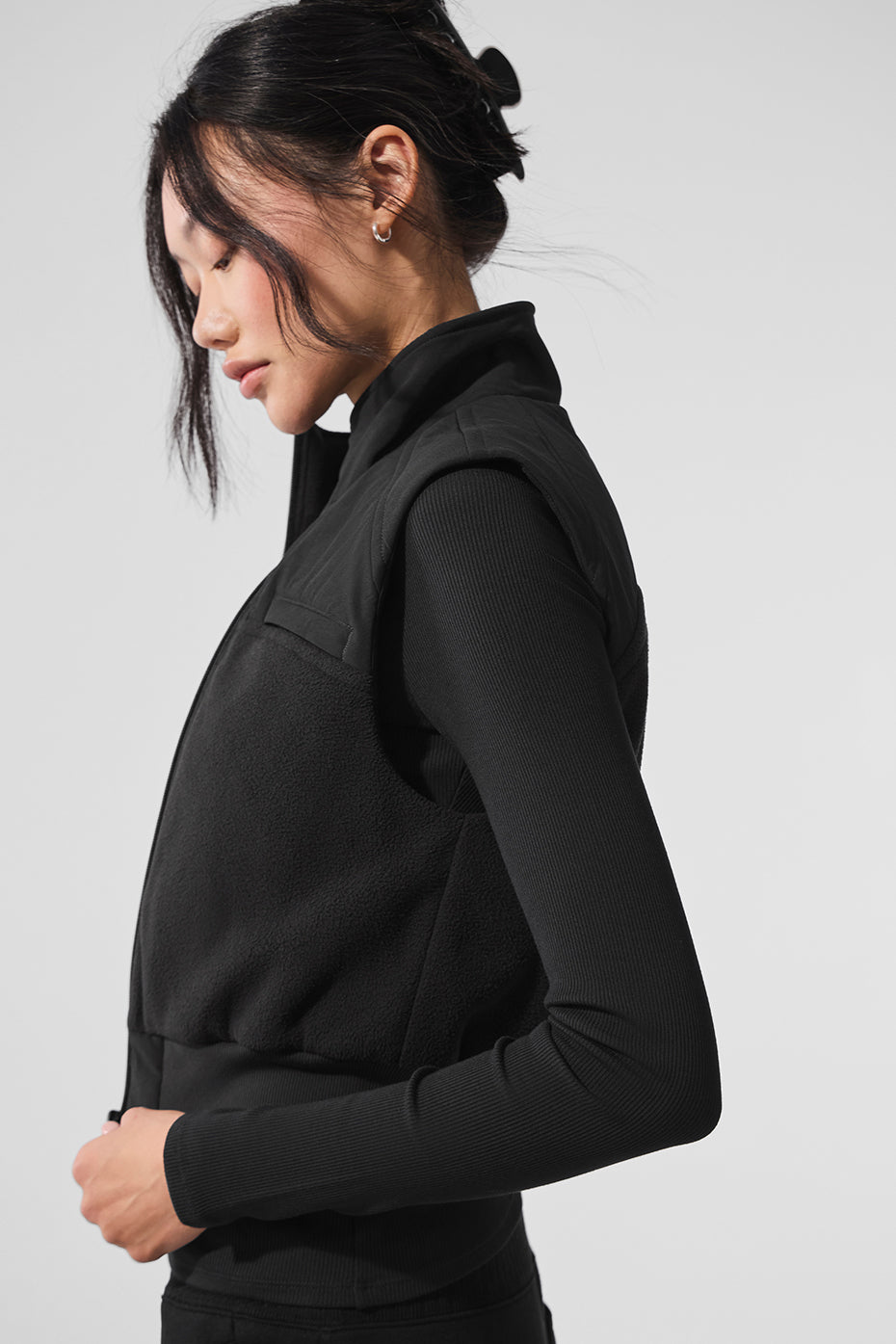 Polar Fleece Wintry Mix Vest — Black