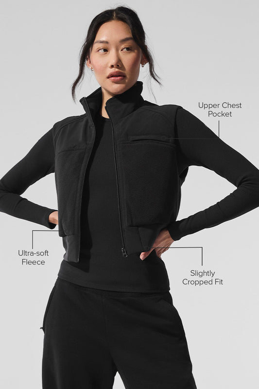 Polar Fleece Wintry Mix Vest — Black