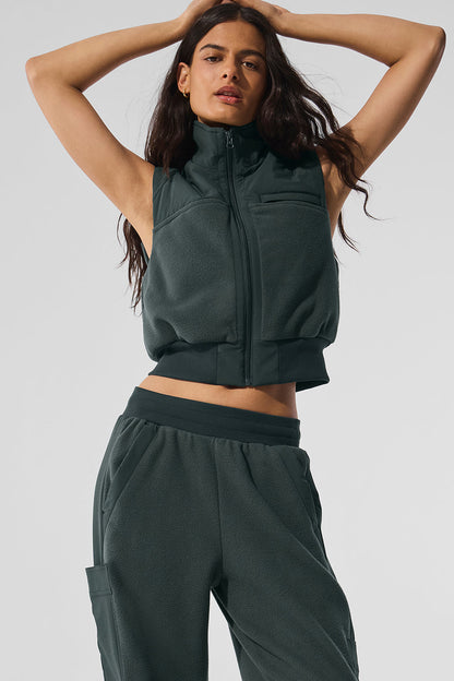 Polar Fleece Wintry Mix Vest — Charcoal Green