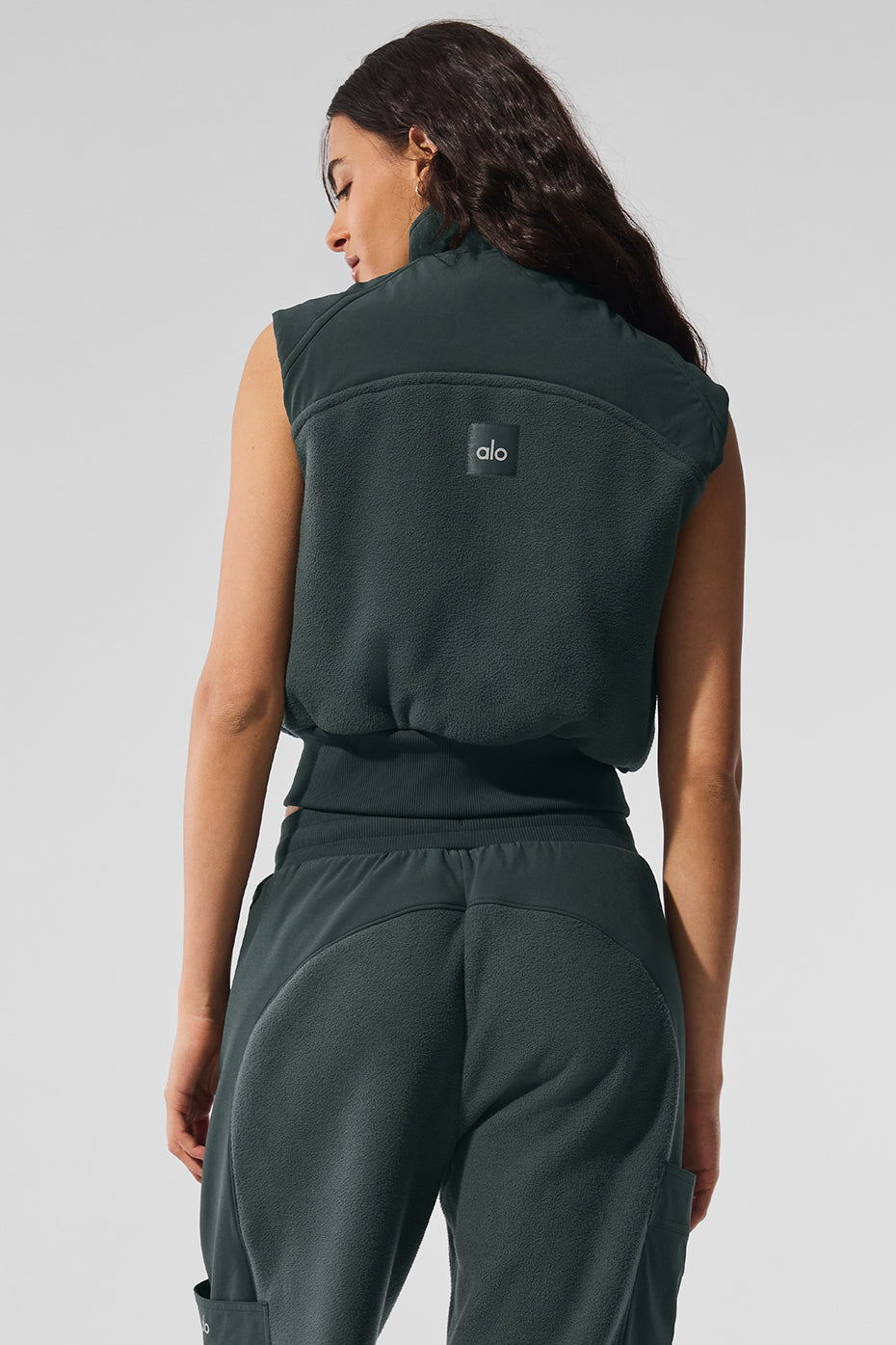 Polar Fleece Wintry Mix Vest — Charcoal Green