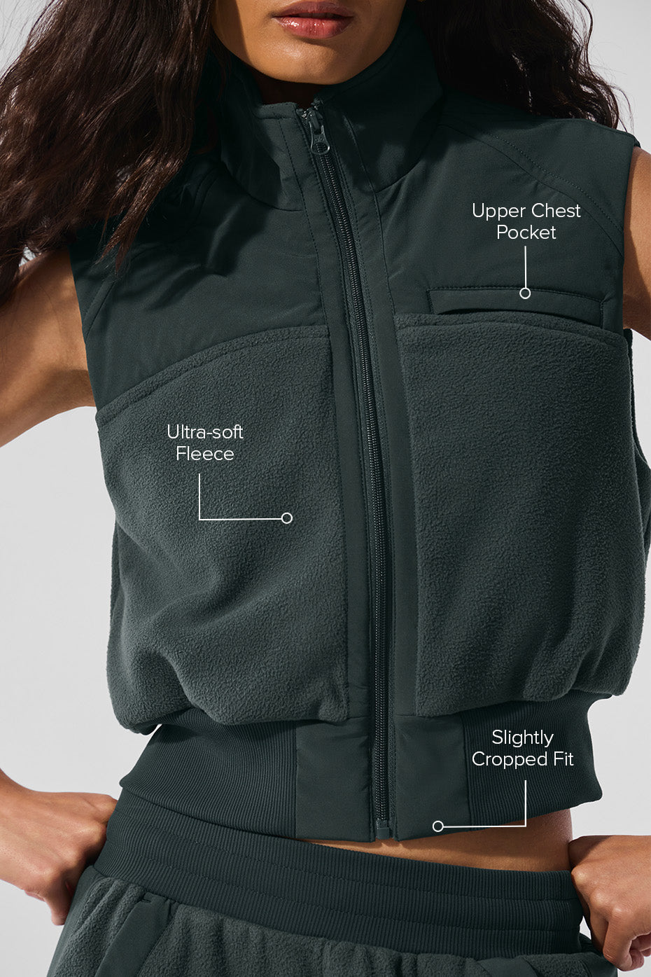 Polar Fleece Wintry Mix Vest — Charcoal Green